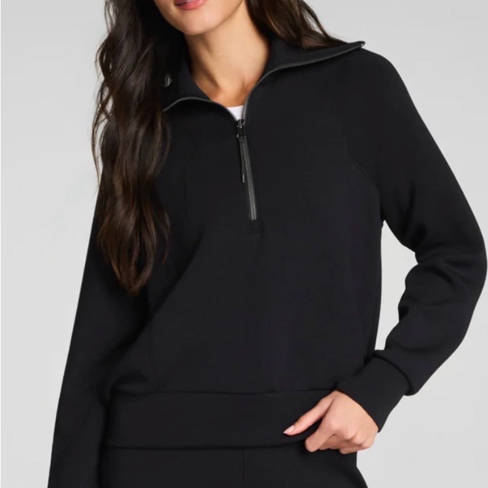 SPANX air essentials 1X Black Women's Half-Zip Sweatshirt lightly worn